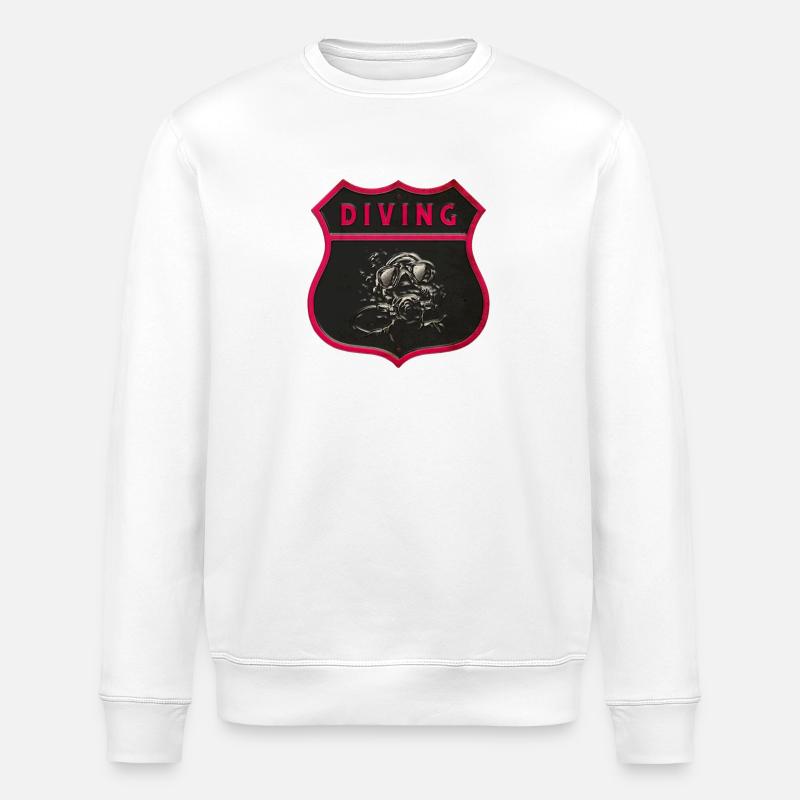 diver crest design - Stanley/Stella ROLLER Unisex Organic Sweatshirt - white