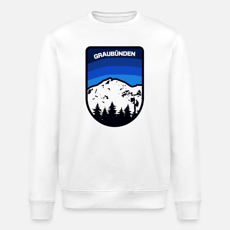 Graubünden Berglandschaft Emblem - Stanley/Stella Unisex Bio-Sweatshirt ROLLER - Weiß