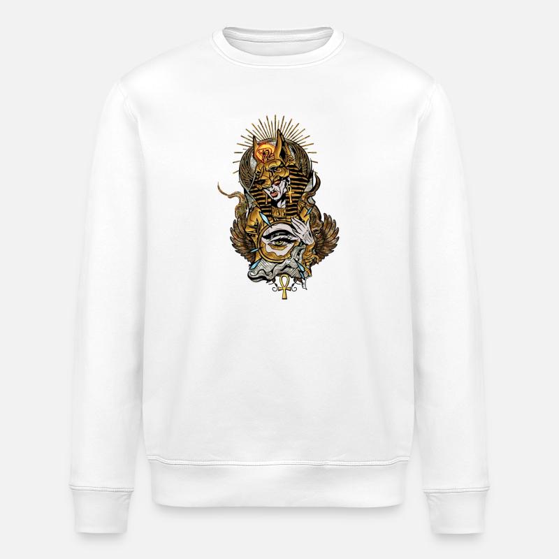 Anubis mask with the all-seeing eye - Stanley/Stella ROLLER Unisex Organic Sweatshirt - white