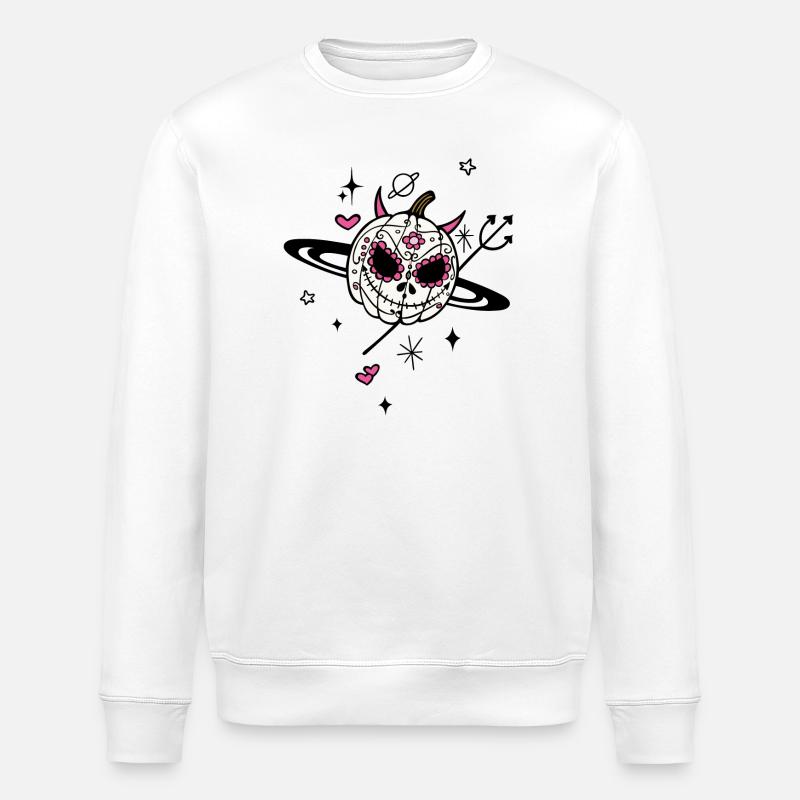 Pumpkin Devil Halloween Universe - Stanley/Stella ROLLER Unisex Organic Sweatshirt - white