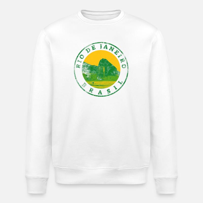 Rio de Janeiro Emblem: Strand & Berge - Stanley/Stella Unisex Bio-Sweatshirt ROLLER - Weiß