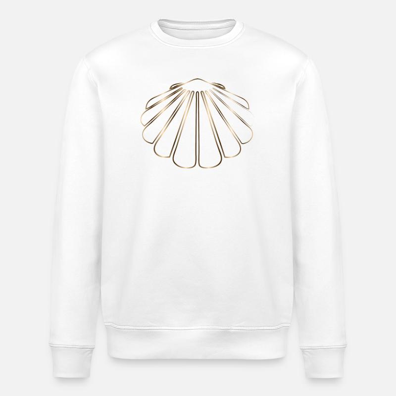 dessin chatoyant d’une coquille Saint-Jacques - Sweat bio ROLLER Stanley/Stella Unisexe - blanc