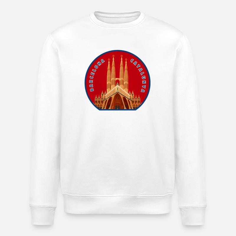 Gaudí Sagrada Família Patch - Stanley/Stella Unisex Bio-Sweatshirt ROLLER - Weiß