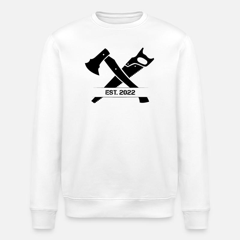 Saw Axe Craftsman Symbol Lumberjack Tool - Sweat bio ROLLER Stanley/Stella Unisexe - blanc