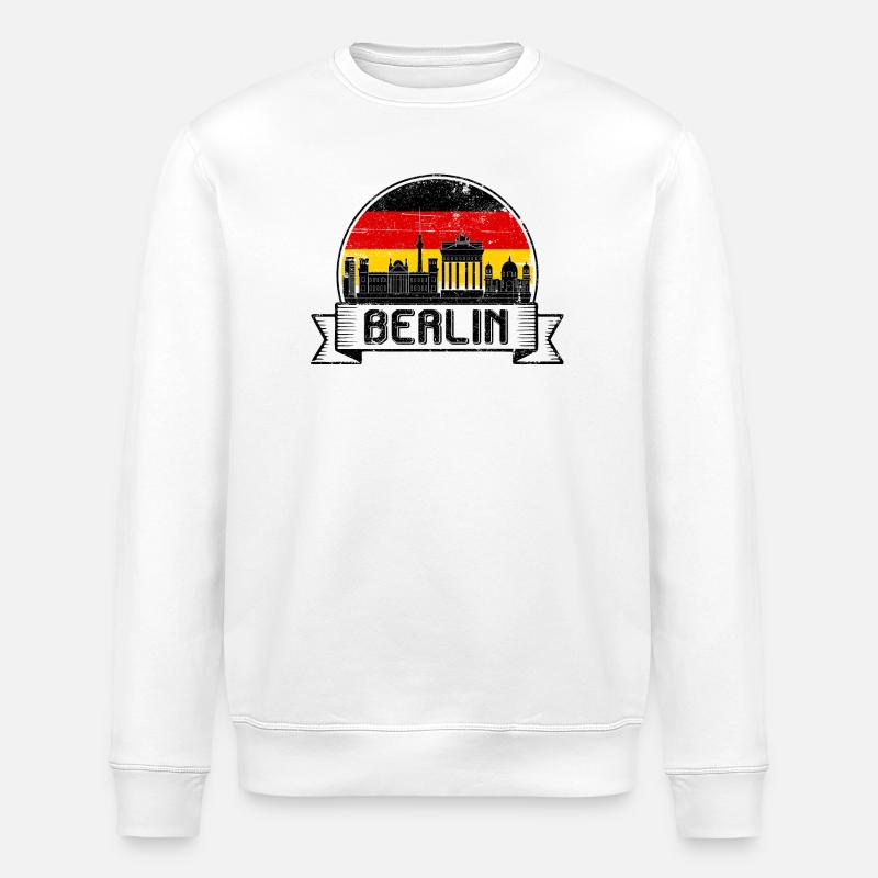 Berlin Skyline Crest - Stanley/Stella ROLLER Unisex Organic Sweatshirt - white