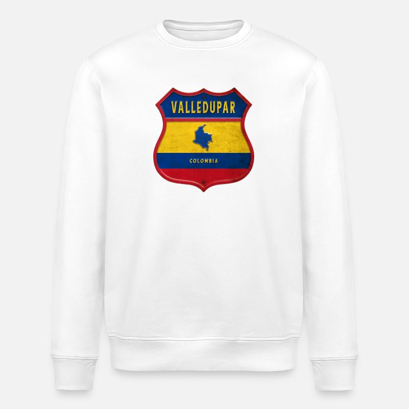 Valledupar Colombia crest design - Stanley/Stella ROLLER Unisex Organic Sweatshirt - white