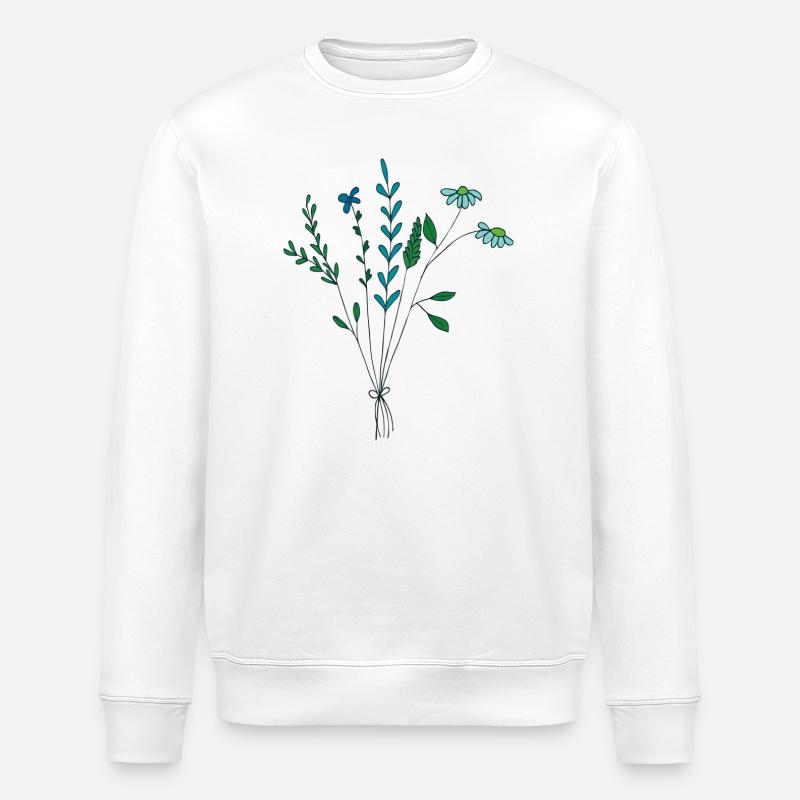 fleur prairie tons bleus fleurs sèches - Sweat bio ROLLER Stanley/Stella Unisexe - blanc