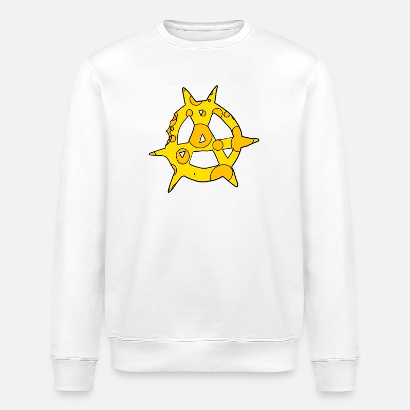 Anarchy symbol cheese - Stanley/Stella ROLLER Unisex Organic Sweatshirt - white