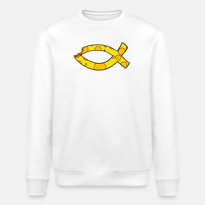 Fisch Symbol Käse - Stanley/Stella Unisex Bio-Sweatshirt ROLLER - Weiß