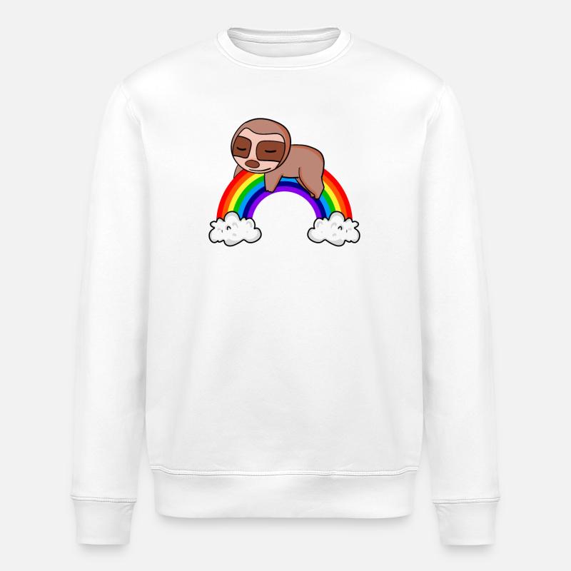 Paresseux arc-en-ciel - Sweat bio ROLLER Stanley/Stella Unisexe - blanc