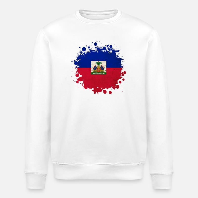 Haiti Flaggen Klecks - Stanley/Stella Unisex Bio-Sweatshirt ROLLER - Weiß