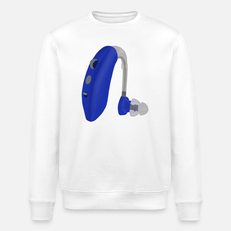 A Blue Hearing Aid - Stanley/Stella ROLLER Unisex Organic Sweatshirt - white