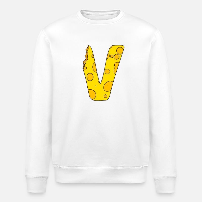 Letter V - Stanley/Stella ROLLER Unisex Organic Sweatshirt - white