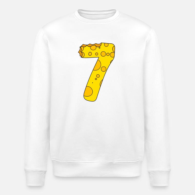Number 7 Digit Cheese - Stanley/Stella ROLLER Unisex Organic Sweatshirt - white