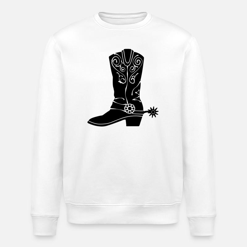 Cowboy-Westernstiefel - Stanley/Stella Unisex Bio-Sweatshirt ROLLER - Weiß