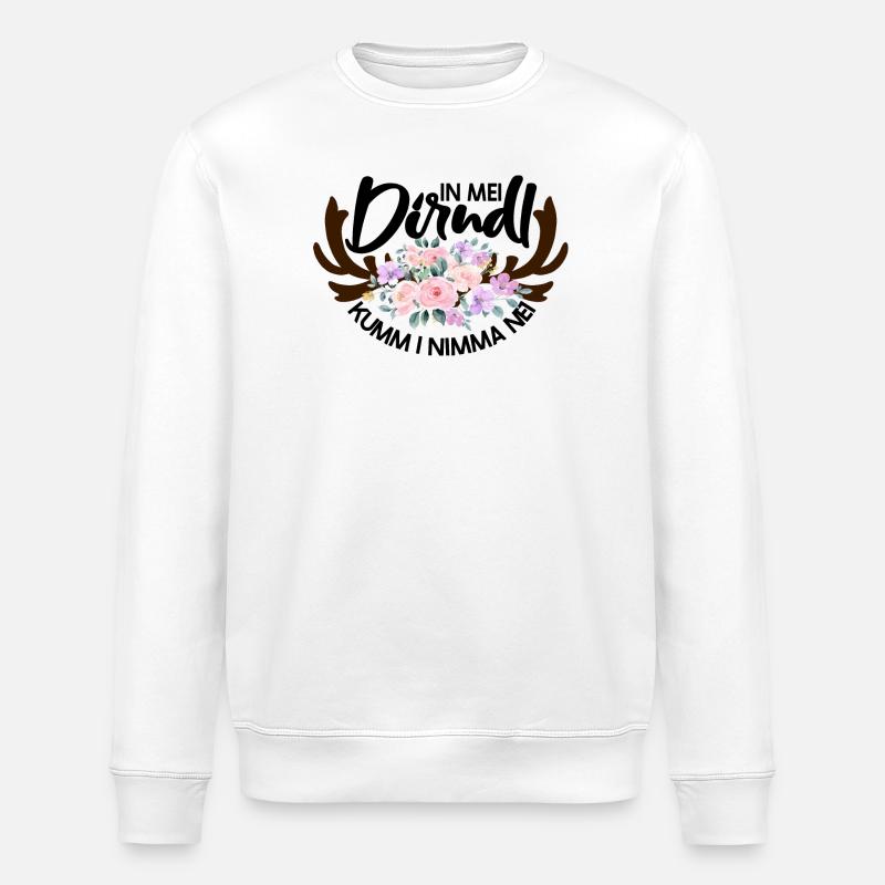 Blumenmuster mit Hirschgeweih - Stanley/Stella Unisex Bio-Sweatshirt ROLLER - Weiß