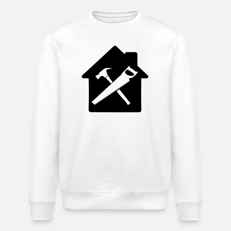 Carpenter tool logo house building - Stanley/Stella ROLLER Unisex Organic Sweatshirt - white
