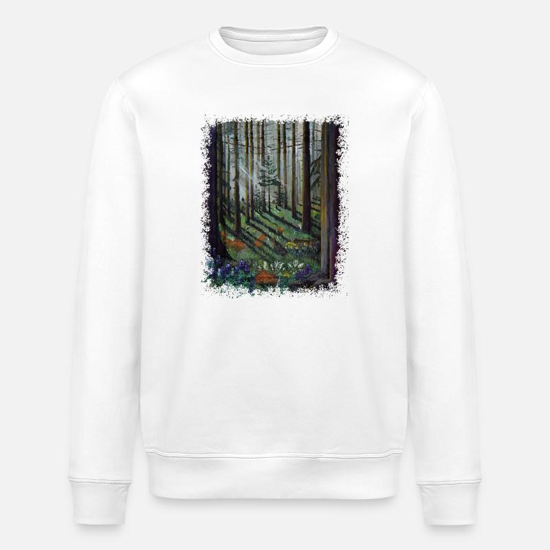 Sunlit Forest with Shadowed Glade - Stanley/Stella ROLLER Unisex Organic Sweatshirt - white