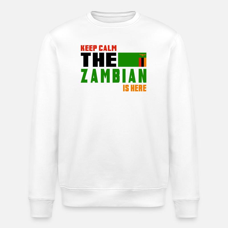 Keep calm Zambia flags design - Stanley/Stella ROLLER Unisex Organic Sweatshirt - white