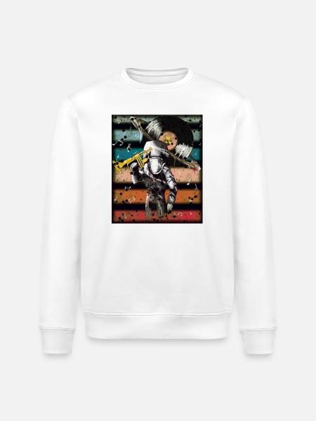 Astronaut Music Vinyl Art - Stanley/Stella ROLLER Unisex Organic Sweatshirt - white