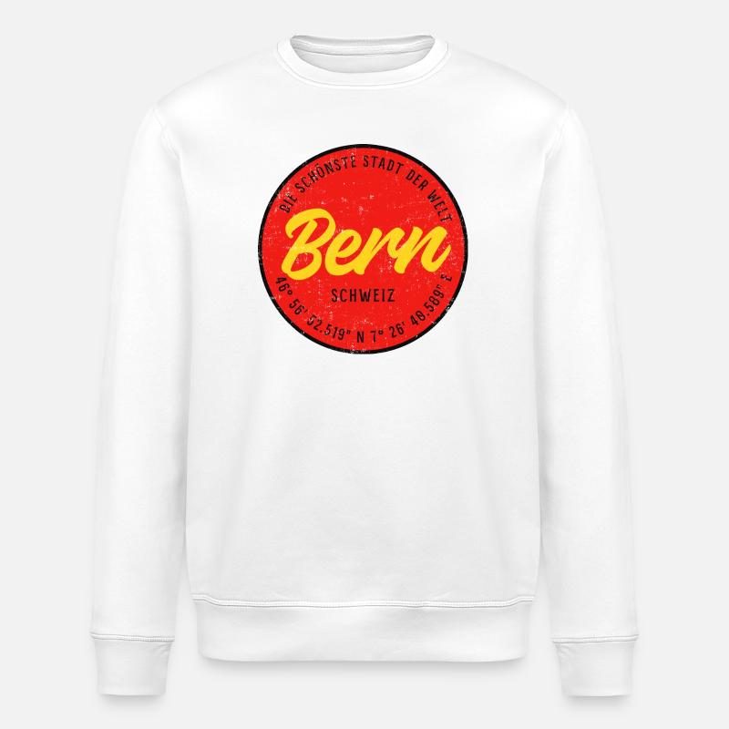 Bern Badge Retro RotGelb - Stanley/Stella Unisex Bio-Sweatshirt ROLLER - Weiß
