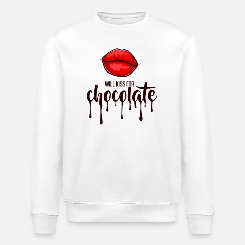 S’embrassera pour du chocolat - Sweat bio ROLLER Stanley/Stella Unisexe - blanc