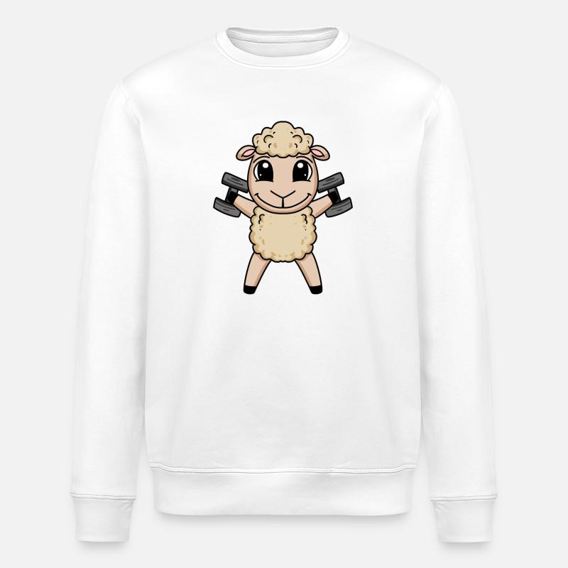 Bodybuilder Schaf Fitness Motivation Geschenk - Stanley/Stella Unisex Bio-Sweatshirt ROLLER - Weiß