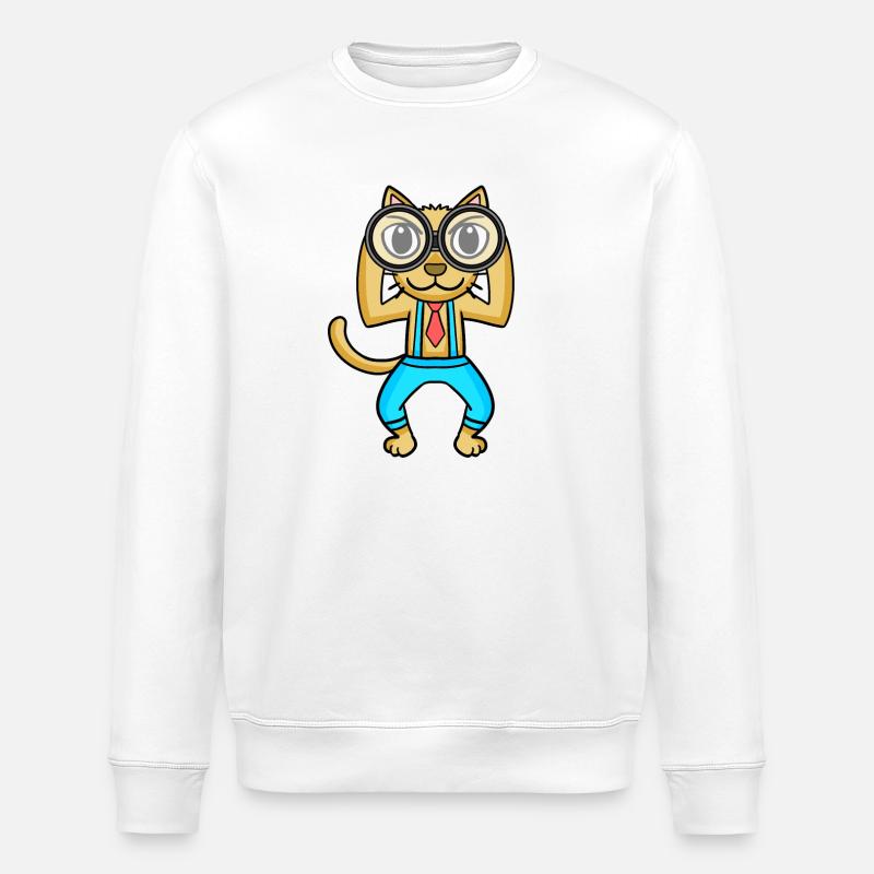 Teleskop Astronomie Astronom Katze - Stanley/Stella Unisex Bio-Sweatshirt ROLLER - Weiß