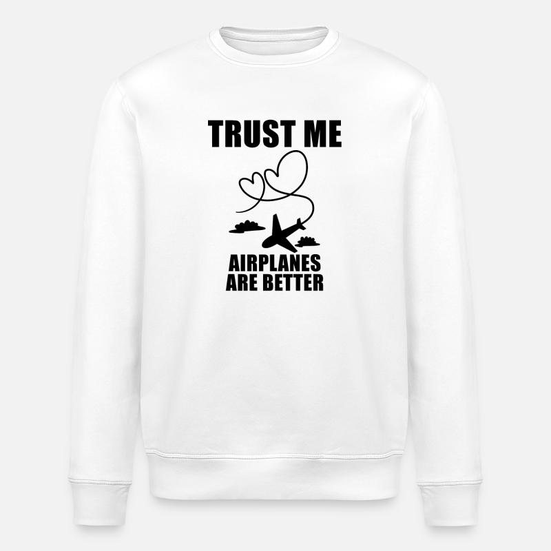 Airplane Airplane Pilot Gift - Stanley/Stella ROLLER Unisex Organic Sweatshirt - white