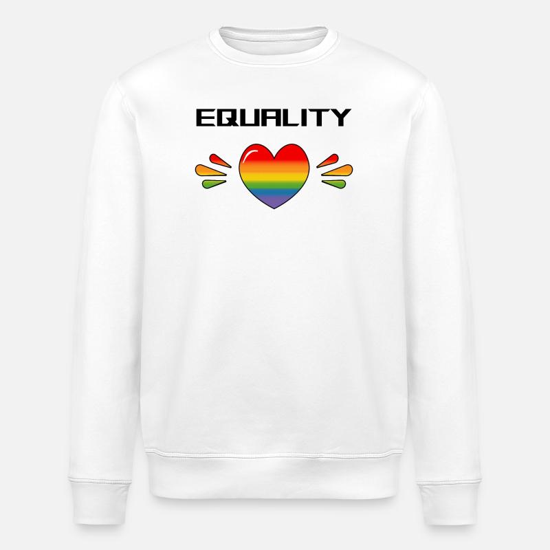 Rainbow Sparkling heart EQAULITY WHITE SHIRT - Stanley/Stella Unisex Bio-Sweatshirt ROLLER - Weiß