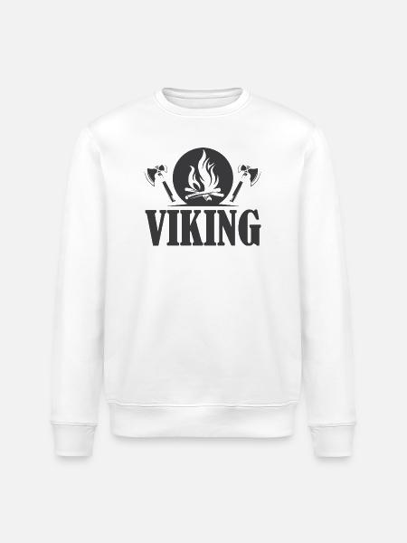 viking icon axe symbol fire graphic - Stanley/Stella ROLLER Unisex Organic Sweatshirt - white