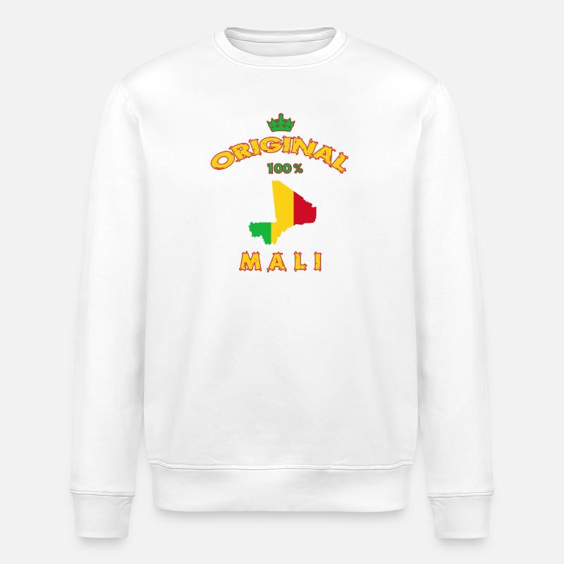 Mali Original 100% Flaggen Design - Stanley/Stella Unisex Bio-Sweatshirt ROLLER - Weiß
