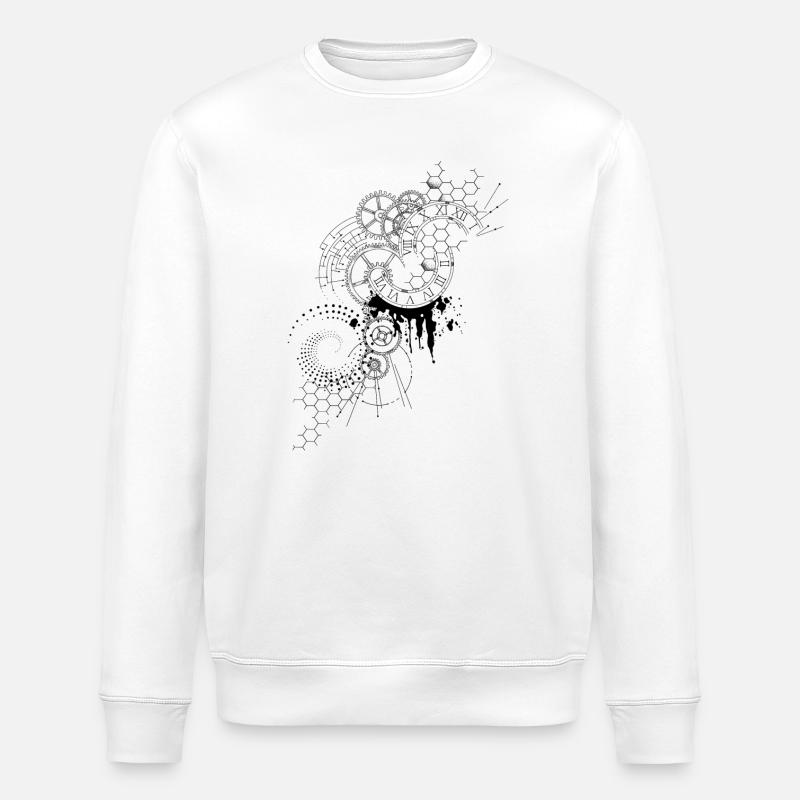 Time Compass Clock Chart - Stanley/Stella ROLLER Unisex Organic Sweatshirt - white