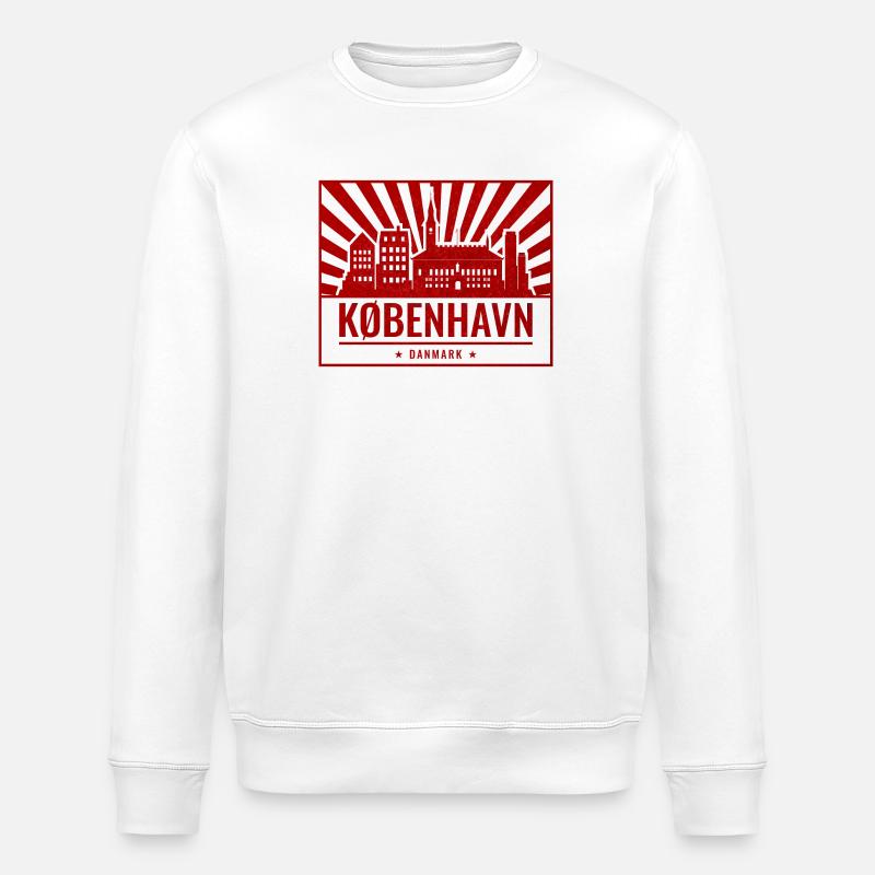 København Skyline Stempelrot - Stanley/Stella Unisex Bio-Sweatshirt ROLLER - Weiß