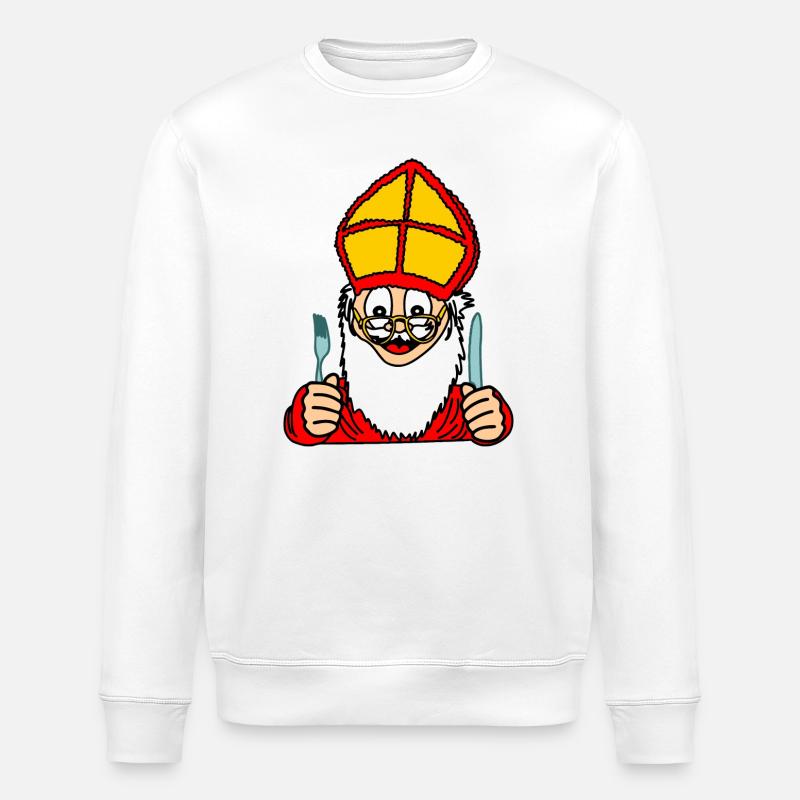 Sinterklaas avec couteau et fourchette - Sweat bio ROLLER Stanley/Stella Unisexe - blanc