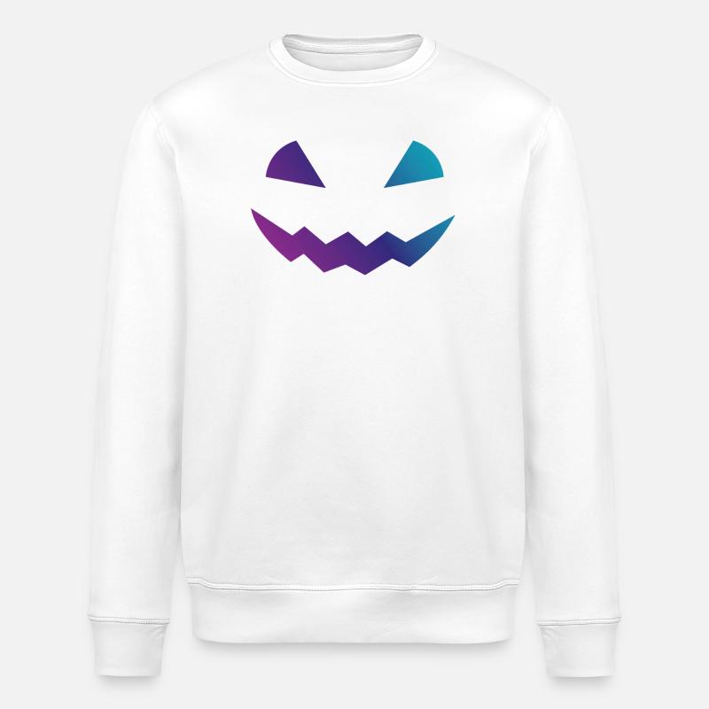 Halloween Kürbis Design Gesicht verkleidungen - Stanley/Stella Unisex Bio-Sweatshirt ROLLER - Weiß