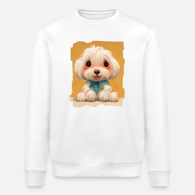Bébé Bichon Chien Mignon - Sweat bio ROLLER Stanley/Stella Unisexe - blanc