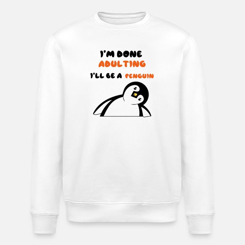 Süß Pinguin Statement Zoo Tier Vogel - Stanley/Stella Unisex Bio-Sweatshirt ROLLER - Weiß
