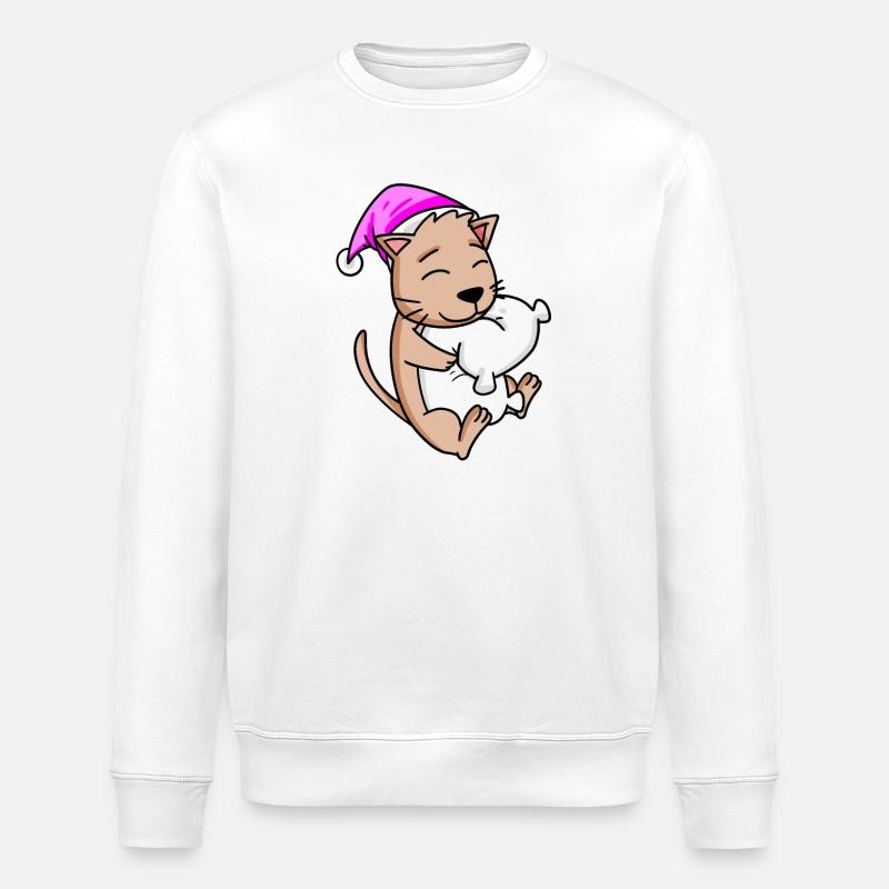 Chat avec oreiller - Sweat bio ROLLER Stanley/Stella Unisexe - blanc