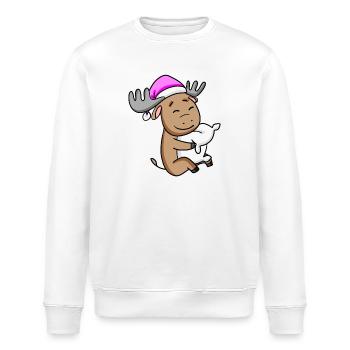 süßer Elch mit Kissen und Schlafmütze - Stanley/Stella Unisex Bio-Sweatshirt ROLLER - Weiß - Vorne - Nik (191cm)