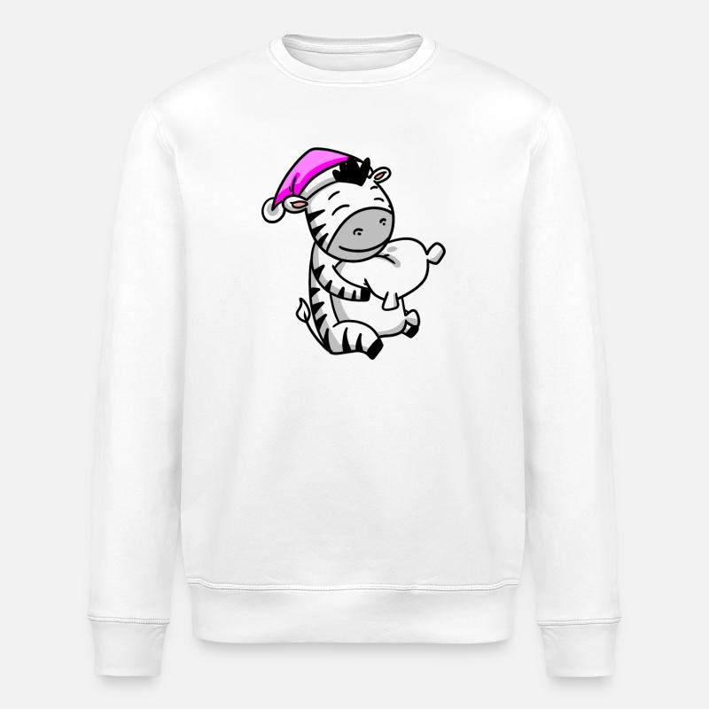 Zebra with pillow and sleeping cap - Stanley/Stella ROLLER Unisex Organic Sweatshirt - white