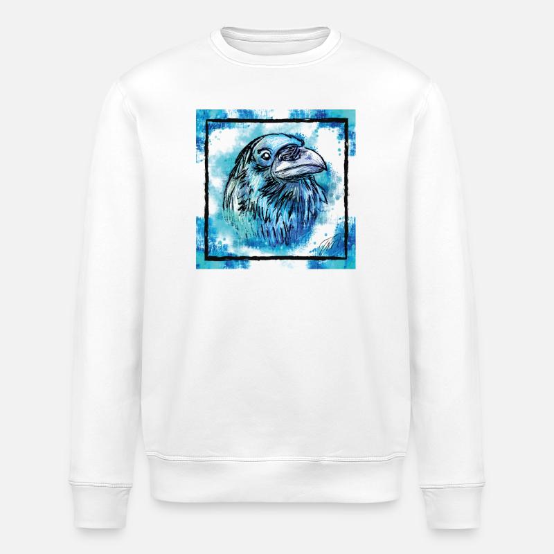 Der blaue Rabe, Tier Geschenke - Stanley/Stella Unisex Bio-Sweatshirt ROLLER - Weiß