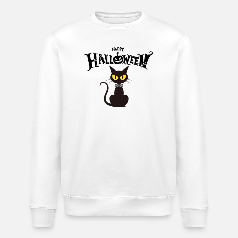 Black Cat Chic Fliege - Stanley/Stella Unisex Bio-Sweatshirt ROLLER - Weiß