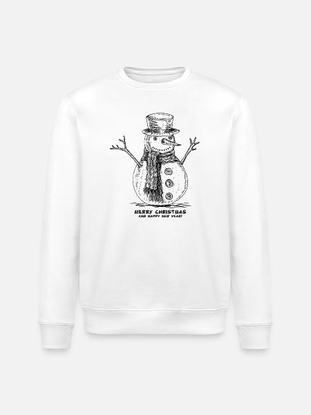 Snowman Merry Christmas - Stanley/Stella ROLLER Unisex Organic Sweatshirt - white