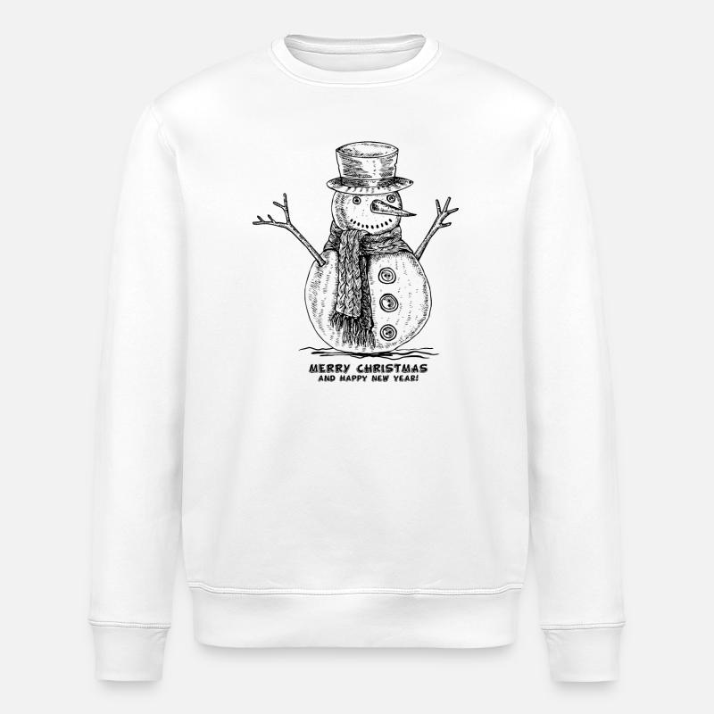 Snowman Merry Christmas - Stanley/Stella ROLLER Unisex Organic Sweatshirt - white
