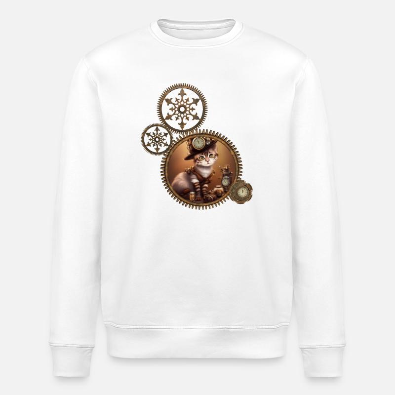 Petit chaton steampunk - Sweat bio ROLLER Stanley/Stella Unisexe - blanc