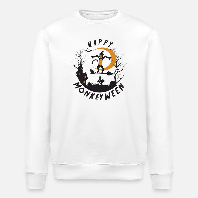 Happy Monkeyween - Stanley/Stella ROLLER Unisex Organic Sweatshirt - white