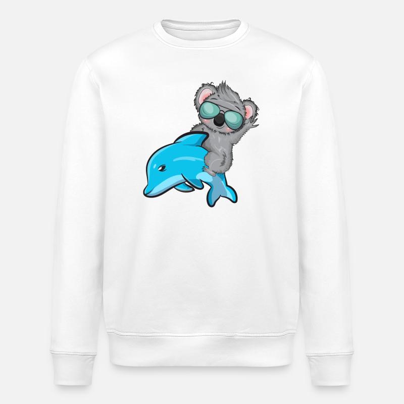 Koala und Delfin - Stanley/Stella Unisex Bio-Sweatshirt ROLLER - Weiß
