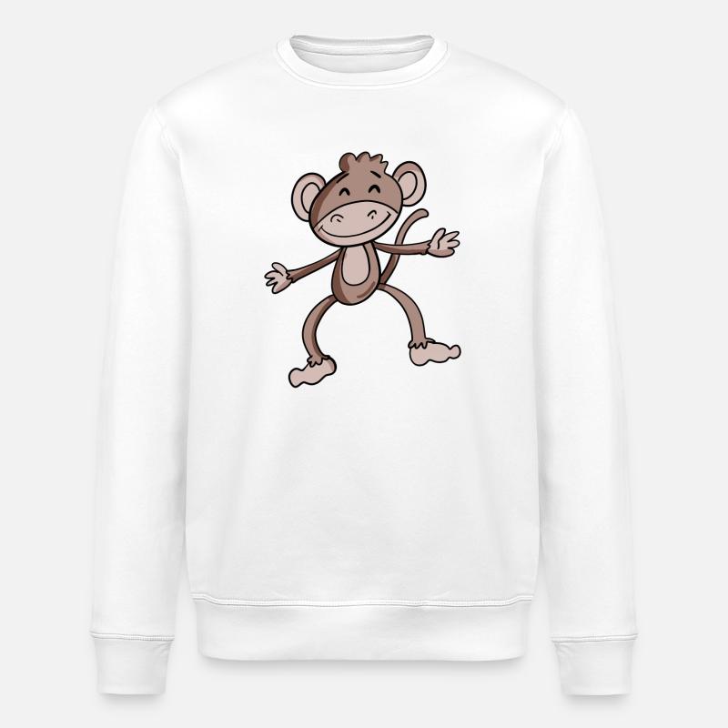 Niedlicher Affe - Stanley/Stella Unisex Bio-Sweatshirt ROLLER - Weiß