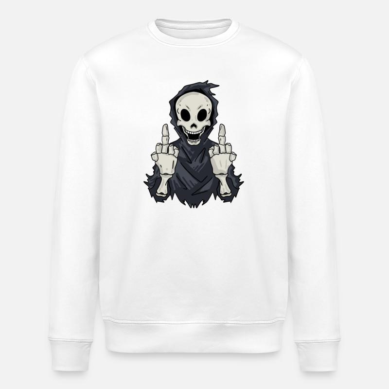 Grim Reaper montre le majeur - Sweat bio ROLLER Stanley/Stella Unisexe - blanc